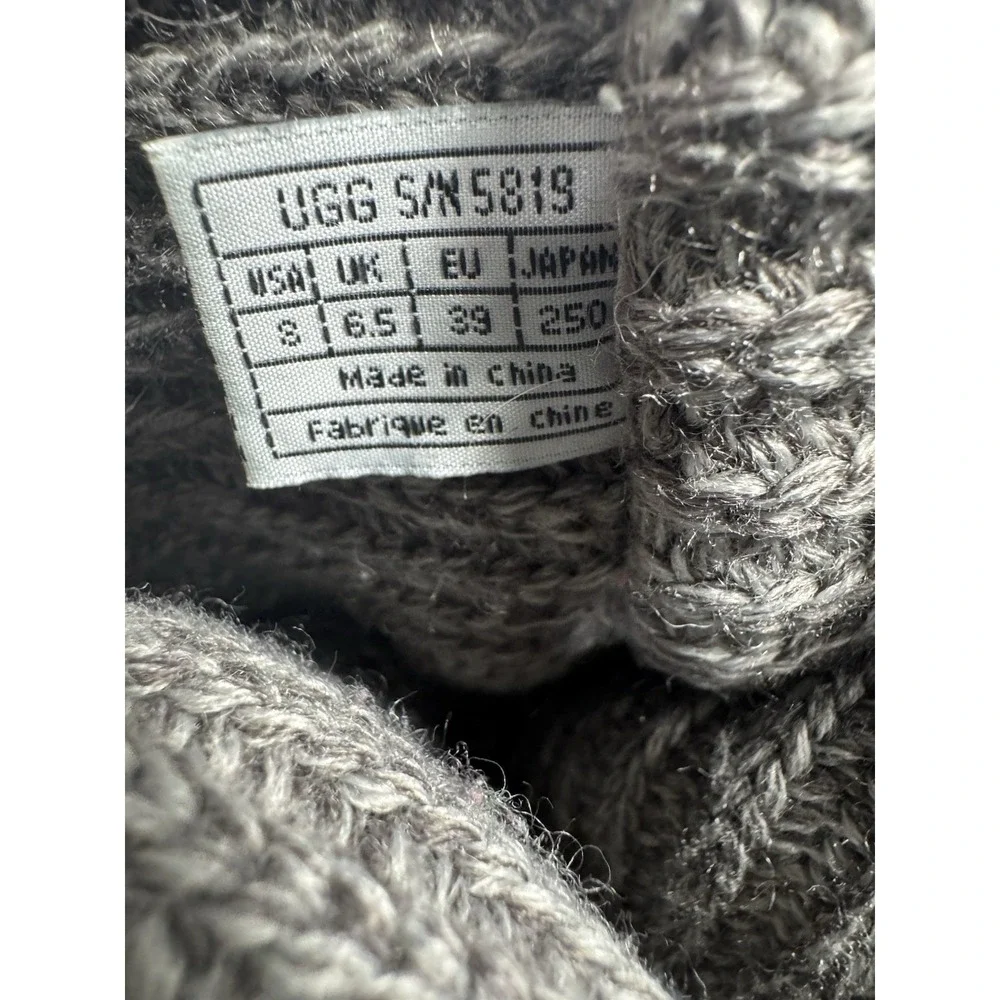 UGG Classic Cardy Knit Boots Women Size 8 Gray Tall‎ Roll Down 5819 Fold Over